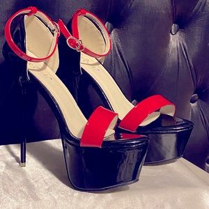 New Black and Red stiletto 6 inch platform heels size 9